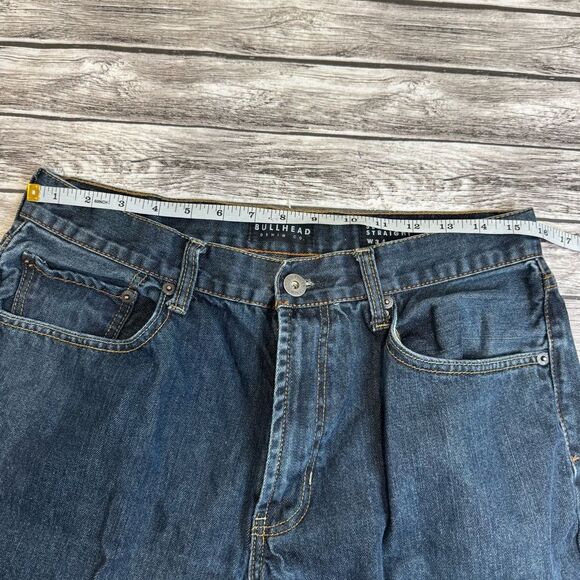 Bullhead Denim Co. Mens Slim Straight Dark Blue Jeans 34 x 32 Heavyweight Cotton - Picture 9 of 11
